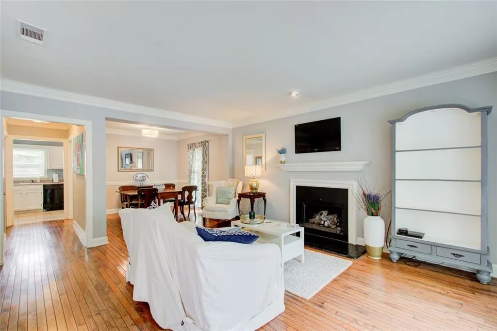 Living Room with views of Kitchen and Dining Room