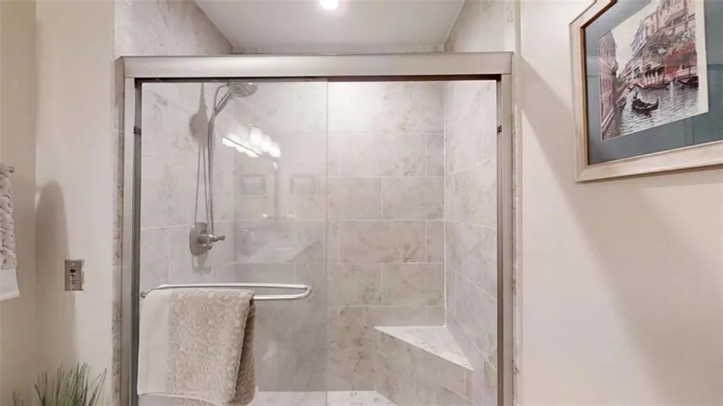 Bathroom with a stall shower
