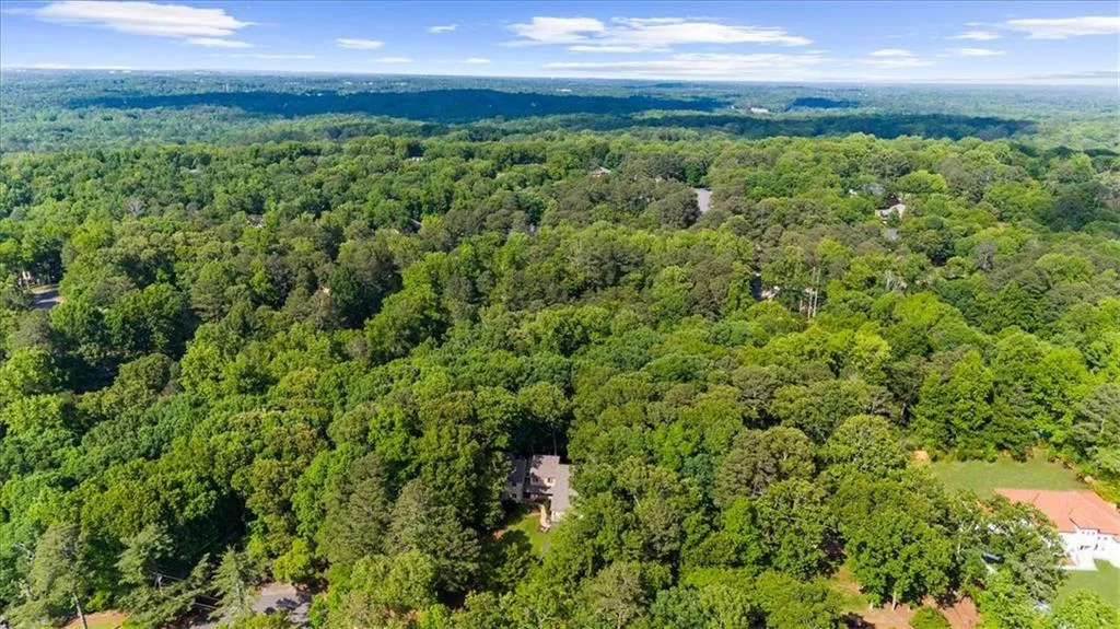 Bird's eye view of a heavily wooded area