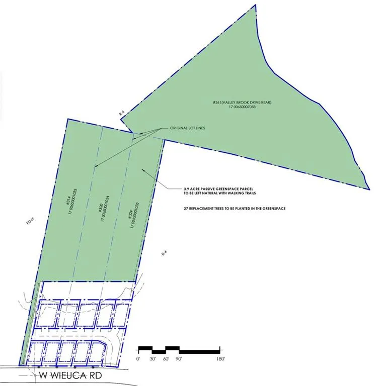 Site plan showing location of approved future 10 lots