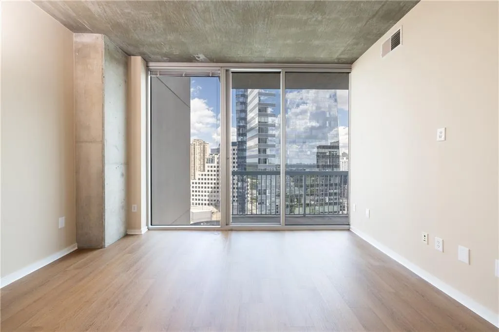 Natural light fills the living area
