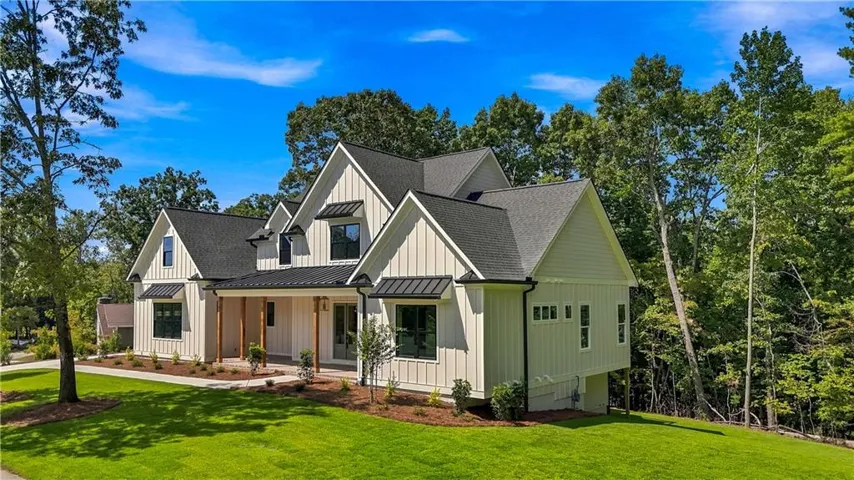 Board and batten exterior with multiple gables