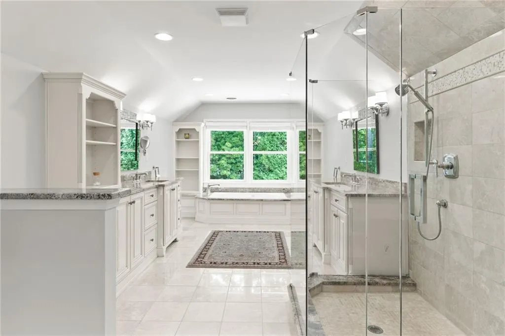 Split, double vanity with storage