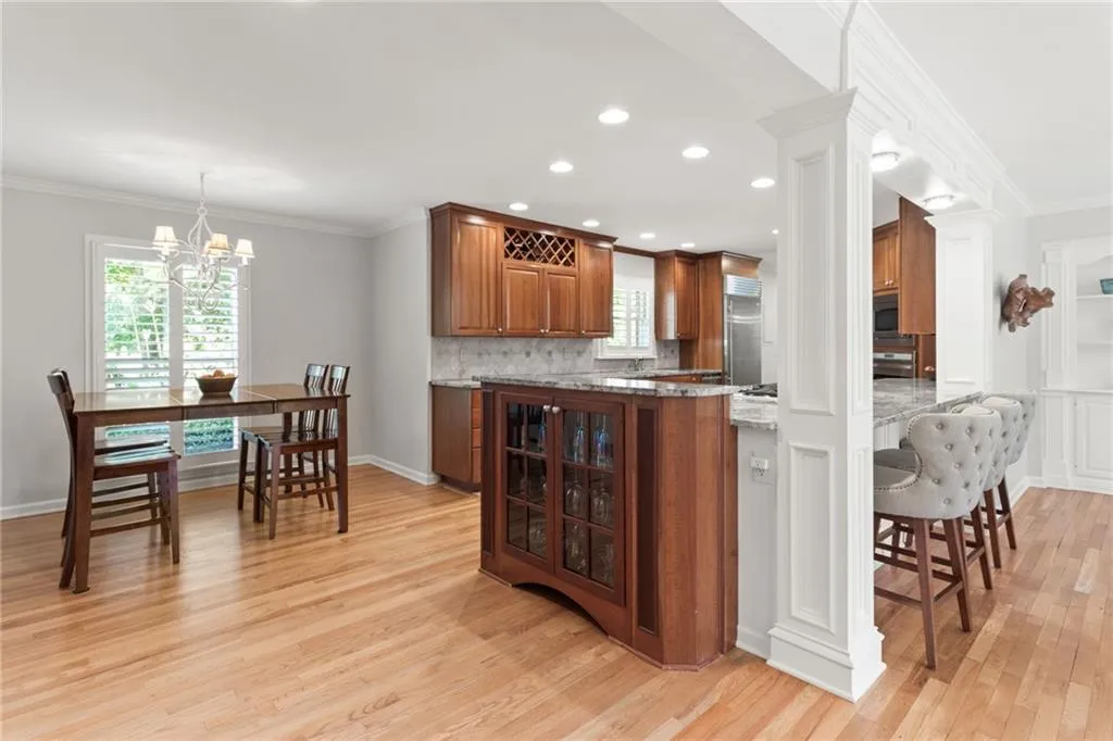 There is also breakfast bar seating for a quick bite