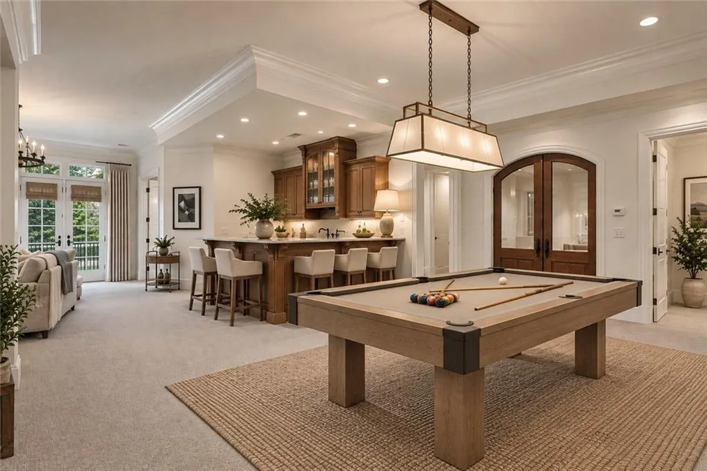 Terrace Level entertainment area - excellent for a game table.Virtually staged -- Lighting, Furnishings and decor are digitally rendered