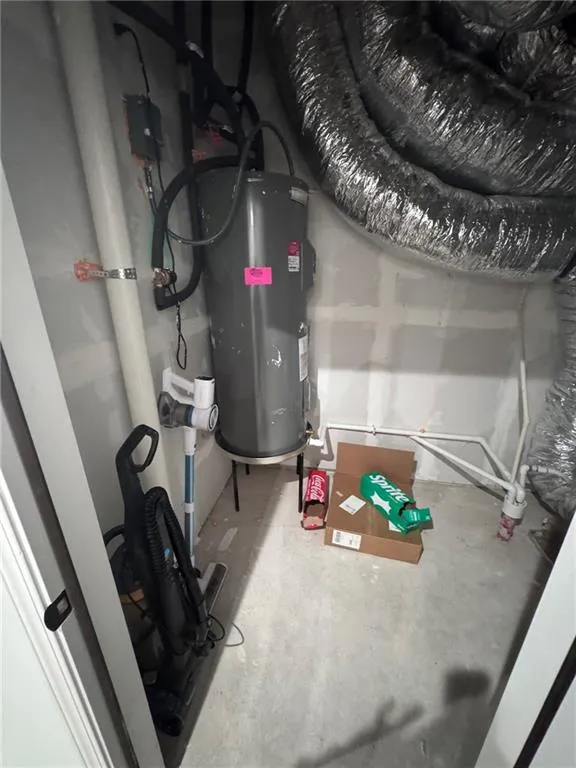 Utility room featuring water heater