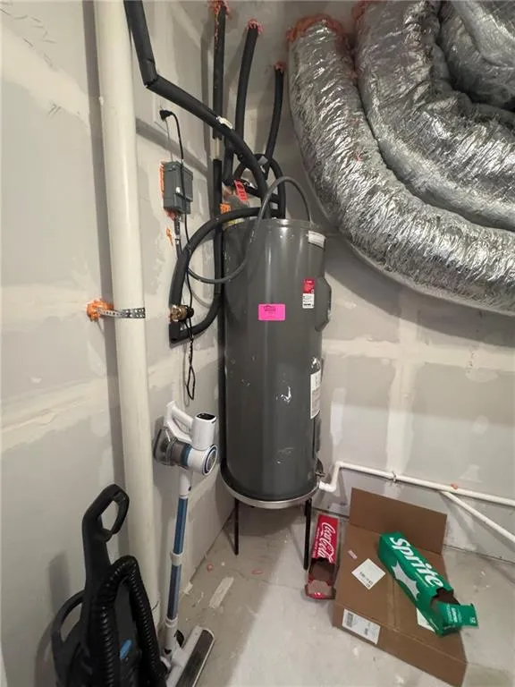 Utility room featuring water heater