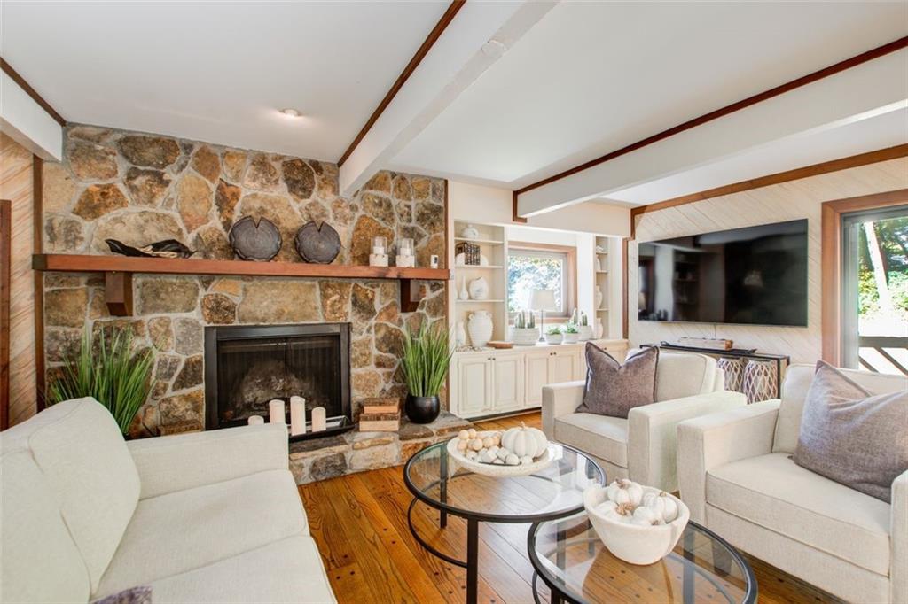 Beautiful fireside keeping room.
