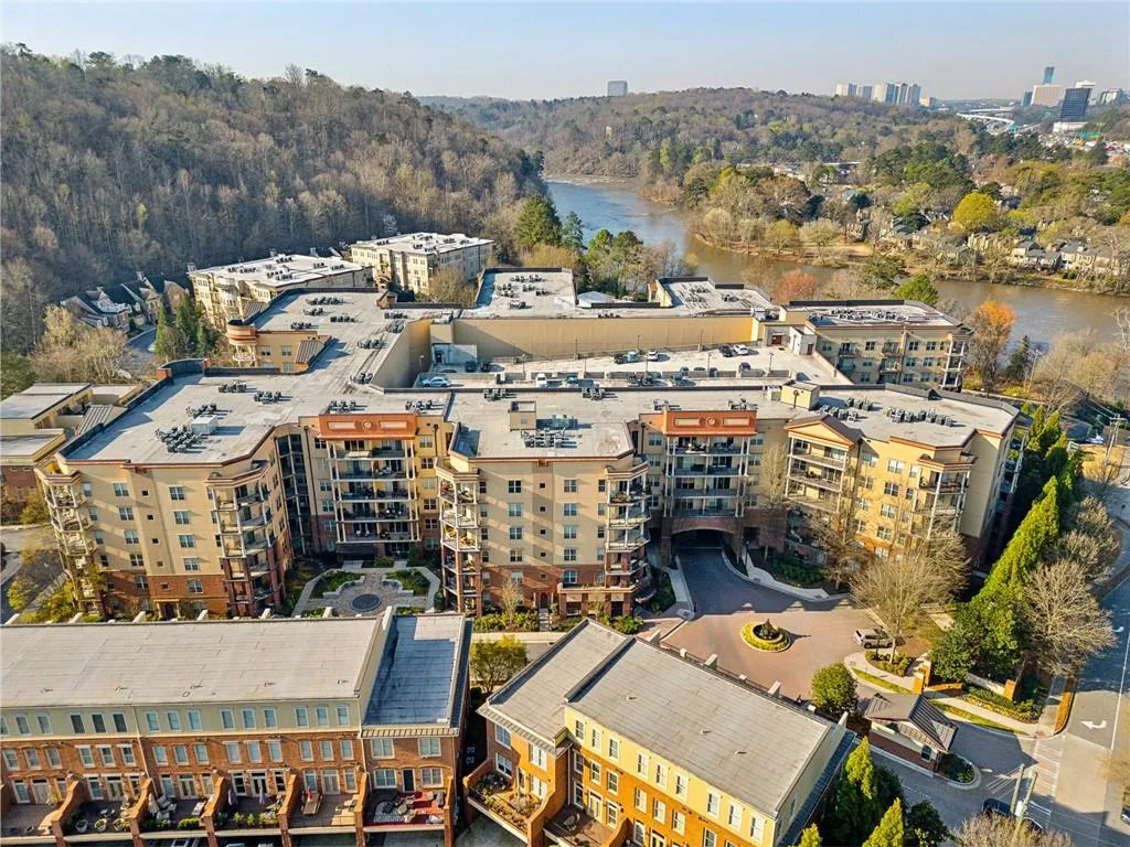 Aerial with view of Chattahoochee River