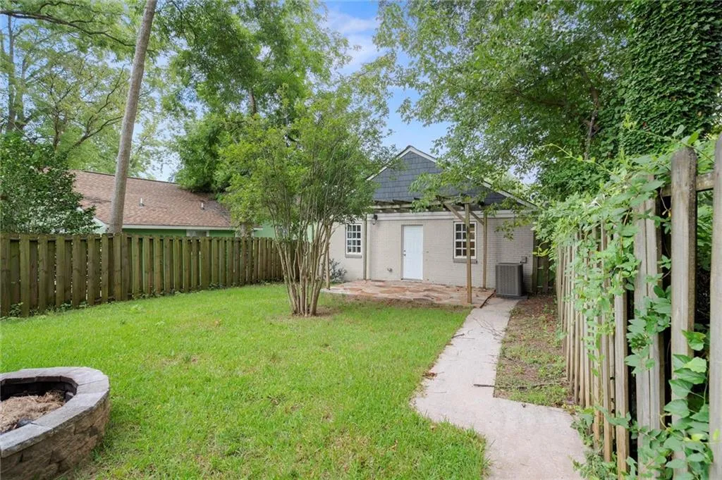 View of fenced backyard