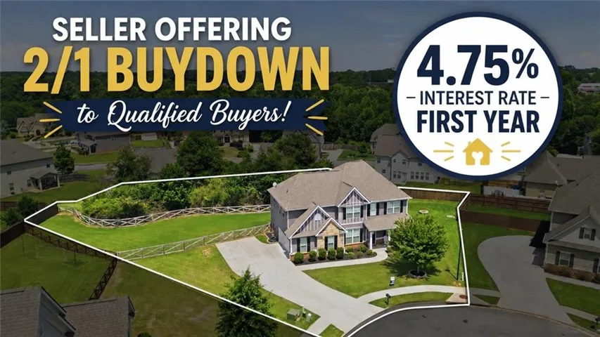 Promotional Advertisement. Highlighting a seller-offered 2/1 buydown and a 4.75% first-year interest rate for the property