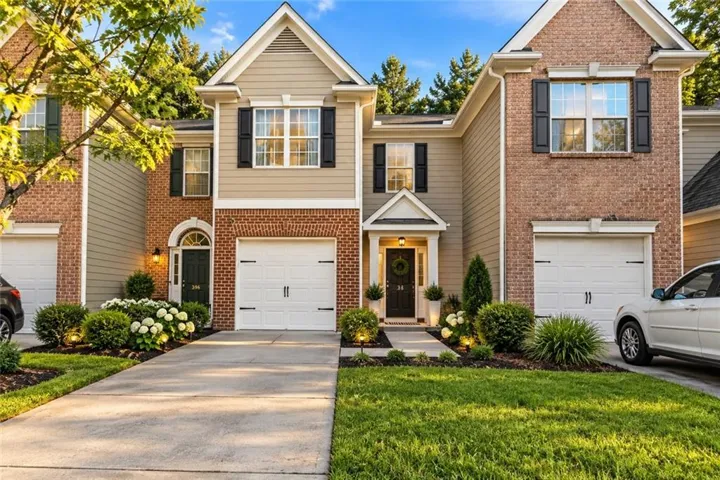 Brick and siding exterior with gabled roof lines