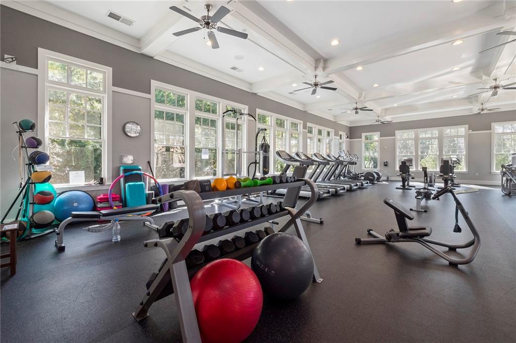 State of the art gym with treadmills, bikes, elliptical machines, rowers, weights and more!