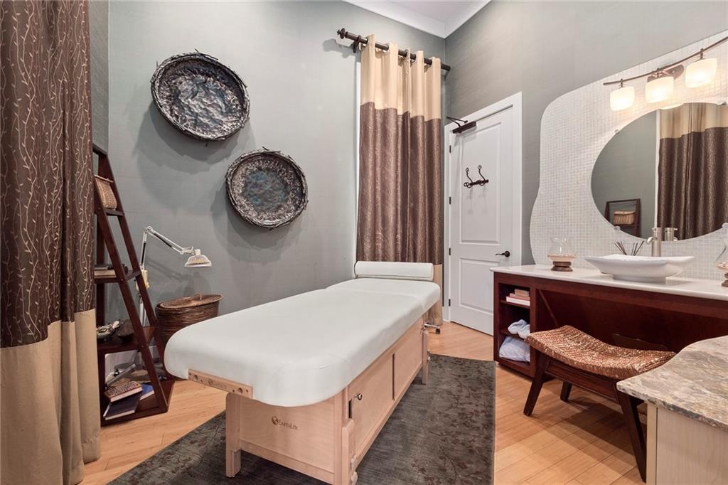 Or perhaps you would like to schedule a massage, facial or mani/pedi. Look at this incredible spa room that you can either schedule with the resident esthetician or bring your own. Is this resort living or what?!