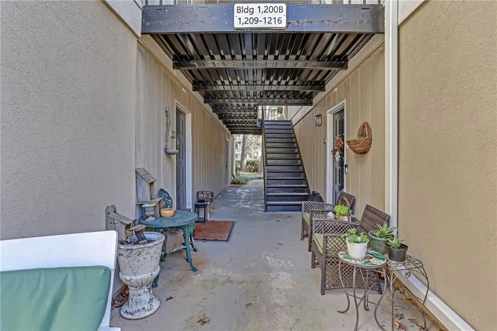 View of patio with stairs
