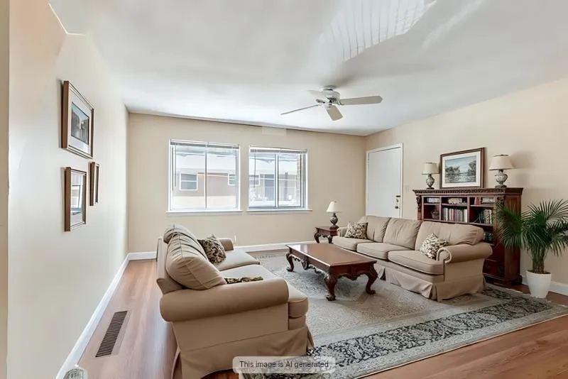 Living room with staged effect.