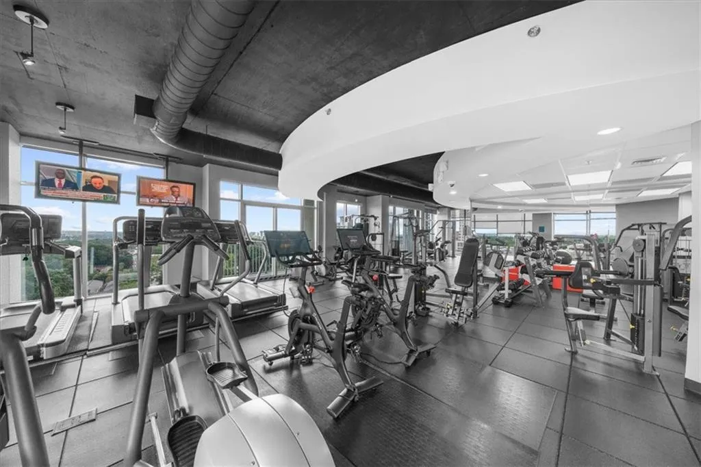 Community Gym & weight room with views over Buckhead