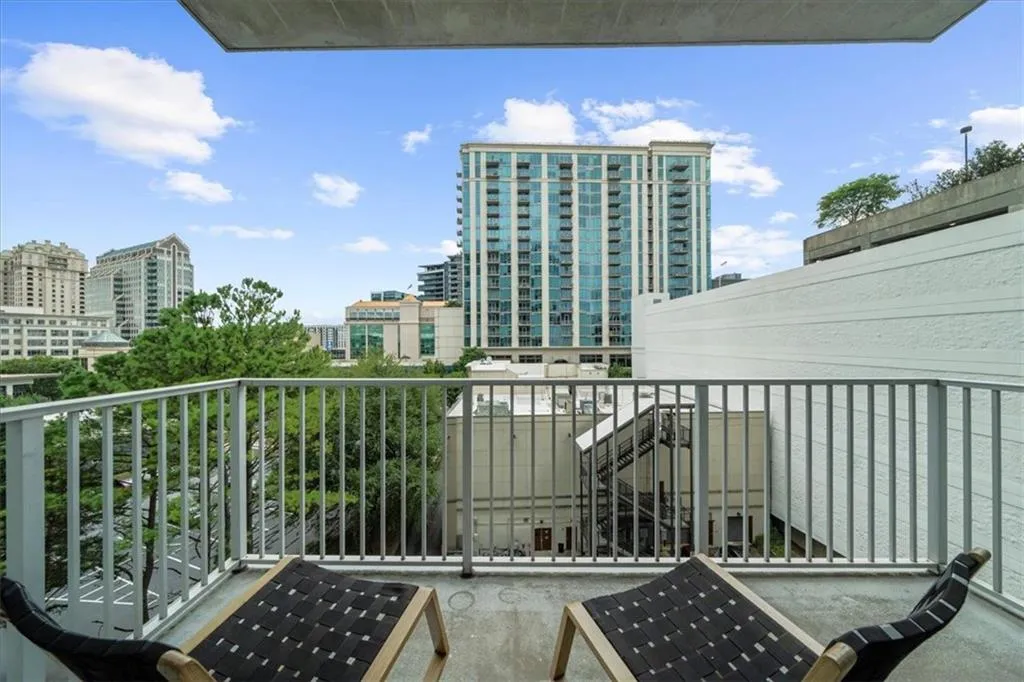 Balcony with a city view towards the Shops of Buckhead