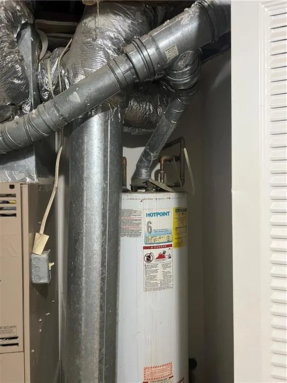 Utility room featuring gas water heater