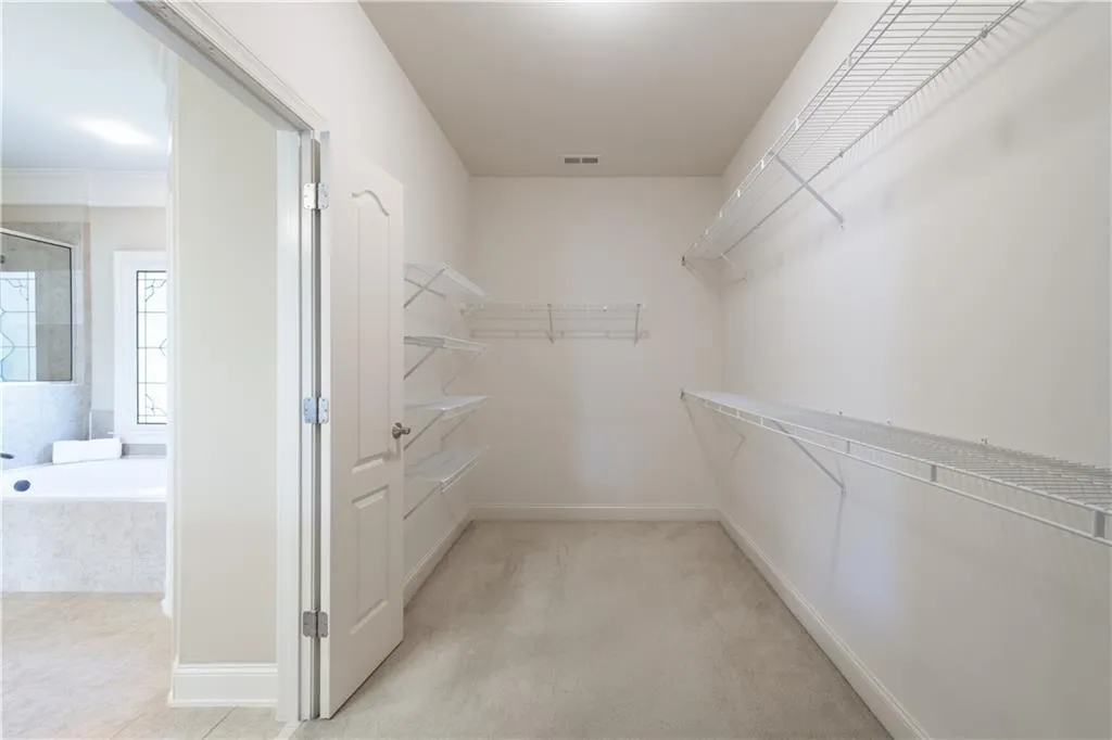 Walk in closet featuring carpet and visible vents