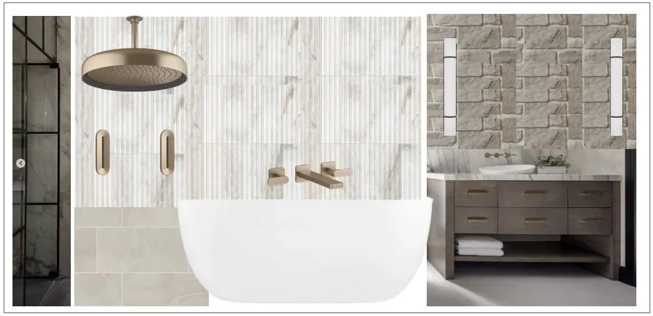 Full bath featuring tiled shower and vanity