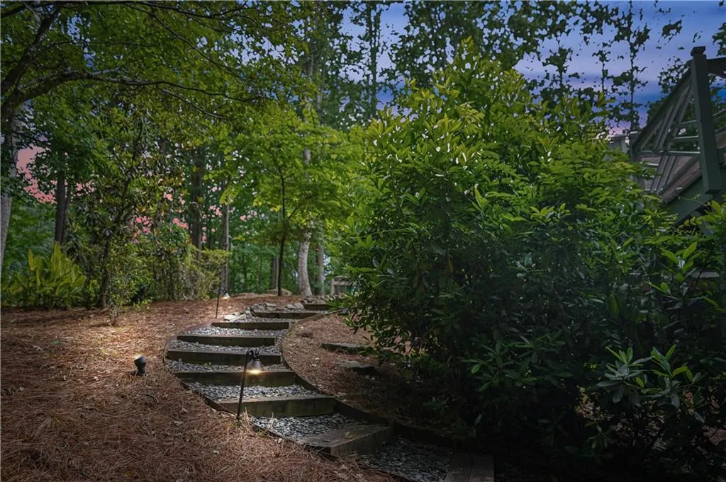 View of yard at dusk