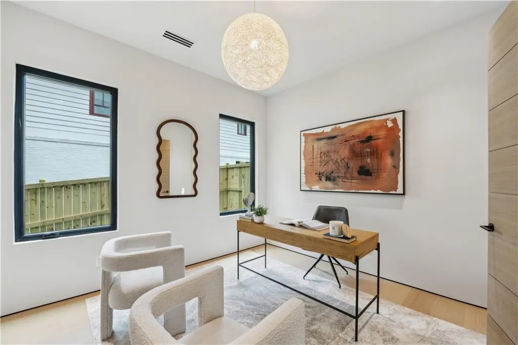Office space featuring wood finished floors