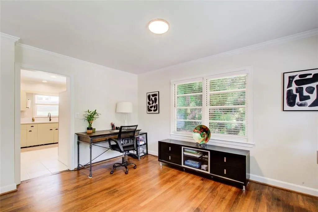 This could an office. dining room or a huge living room.