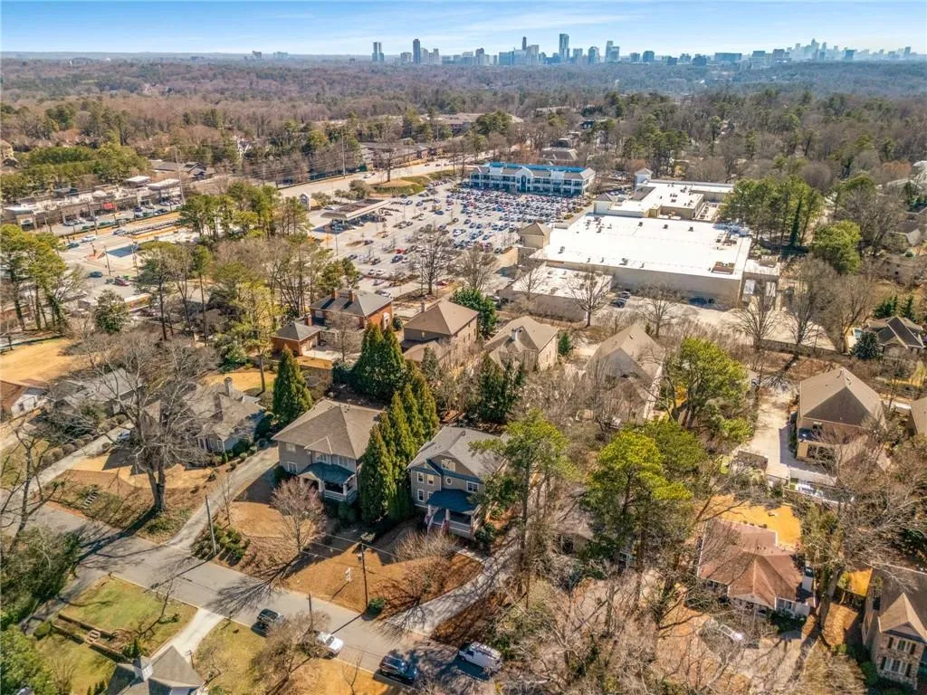 Aerial view with a city view