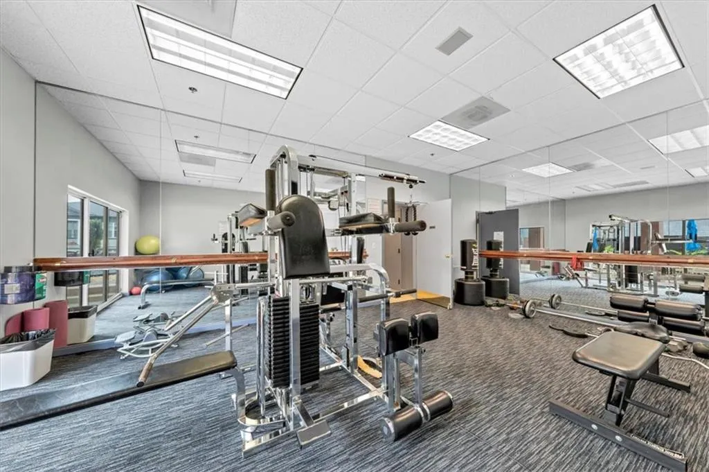 Weight gym to the left of elevators