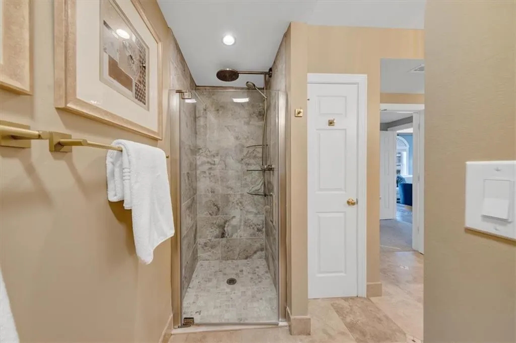 Current and modish marble shower