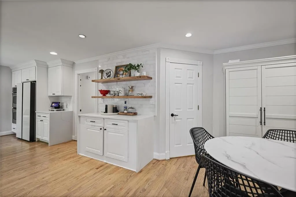 Open Shelving and Pantry in kitchen