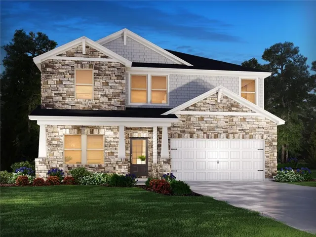 Stone veneer and shingle siding exterior