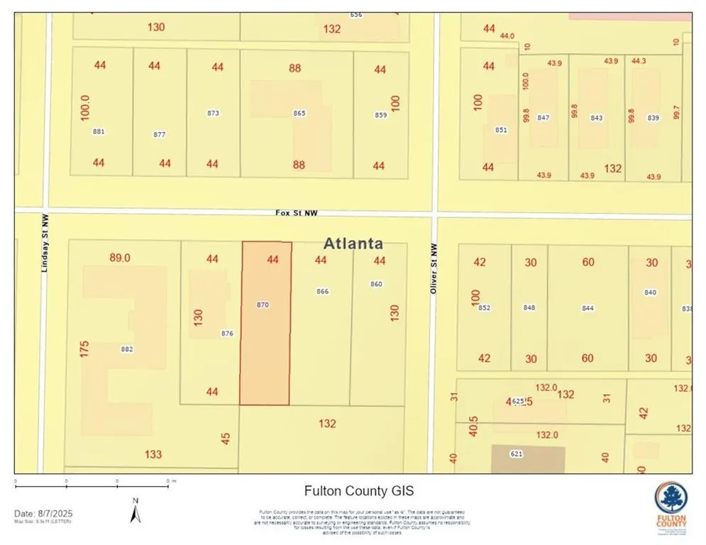 Map of parcels