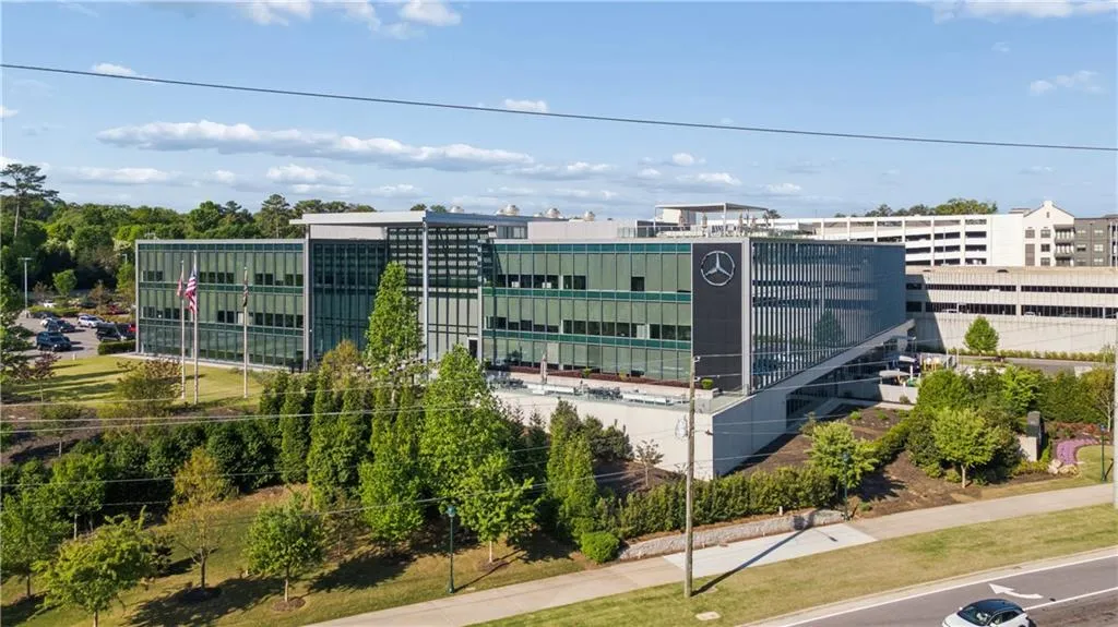 Mercedes North American Headquarters directly next door to Aria South on the same side of the street