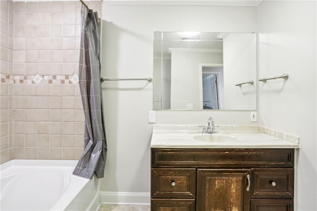 Renovated guest bathroom upstairs.