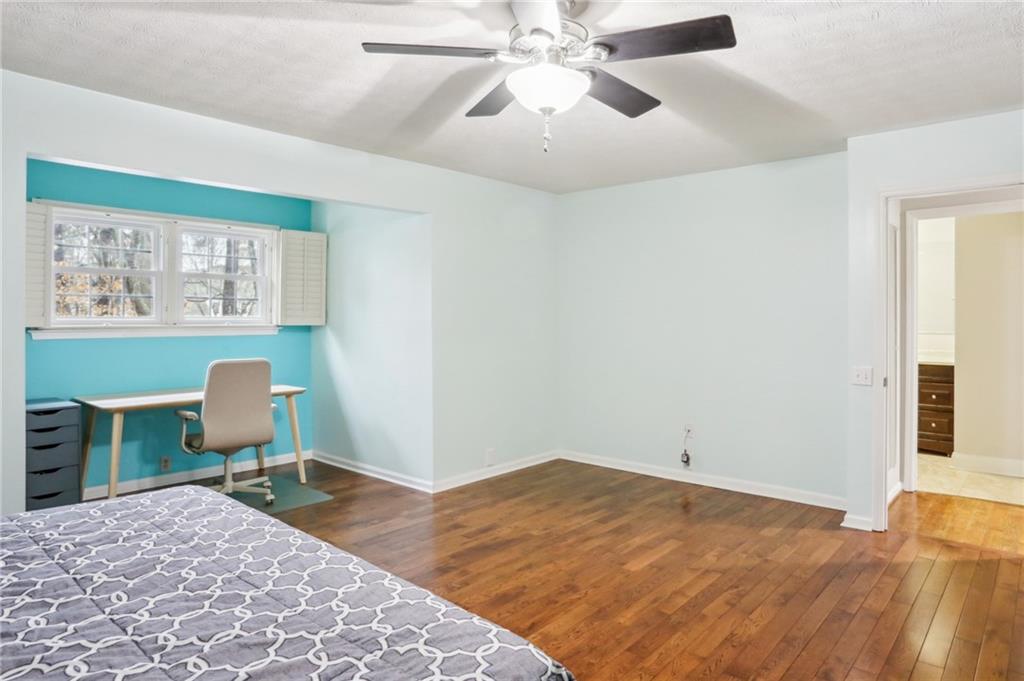 Rear guest bedroom with office nook.