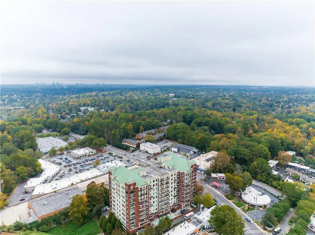 Aerial view with a wooded view