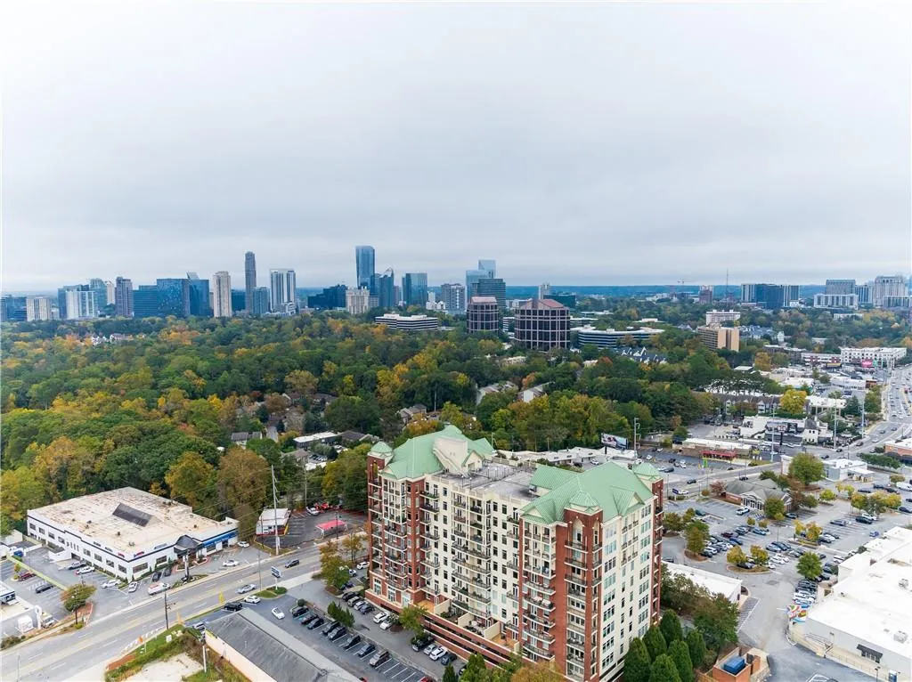 Aerial view with a view of city