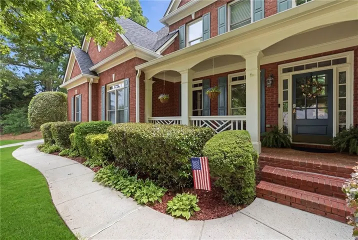 Brick exterior with white trim