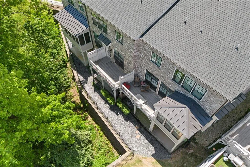 Looking down on the main floor patio