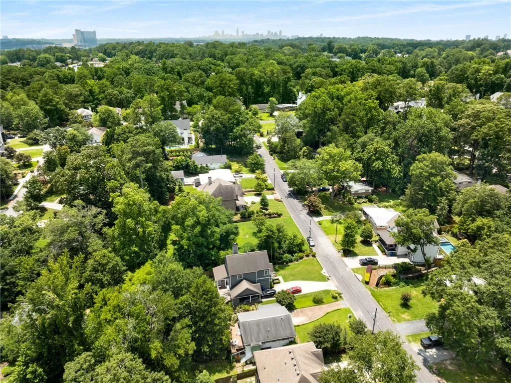 Aerial perspective of suburban area