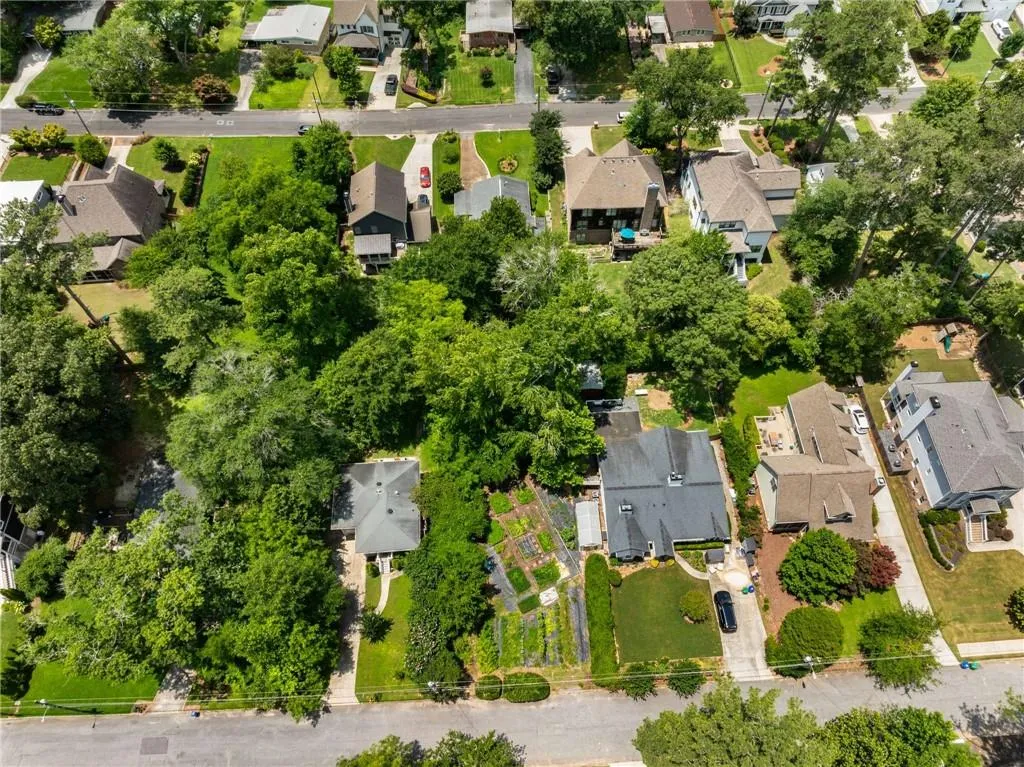 Aerial view of residential area