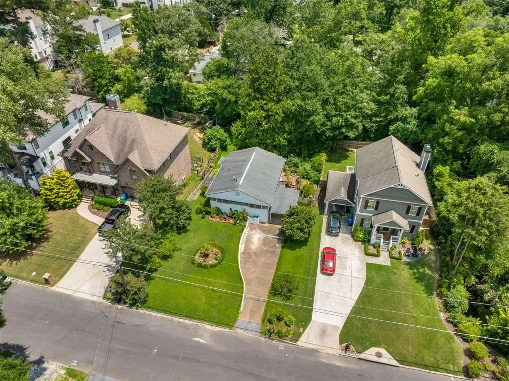 Aerial perspective of suburban area