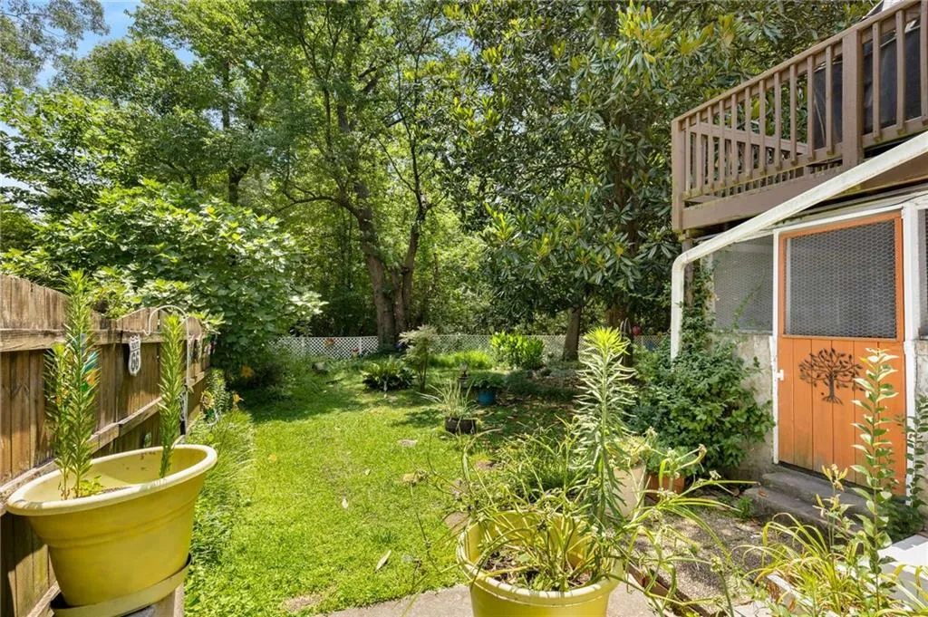 View of fenced backyard
