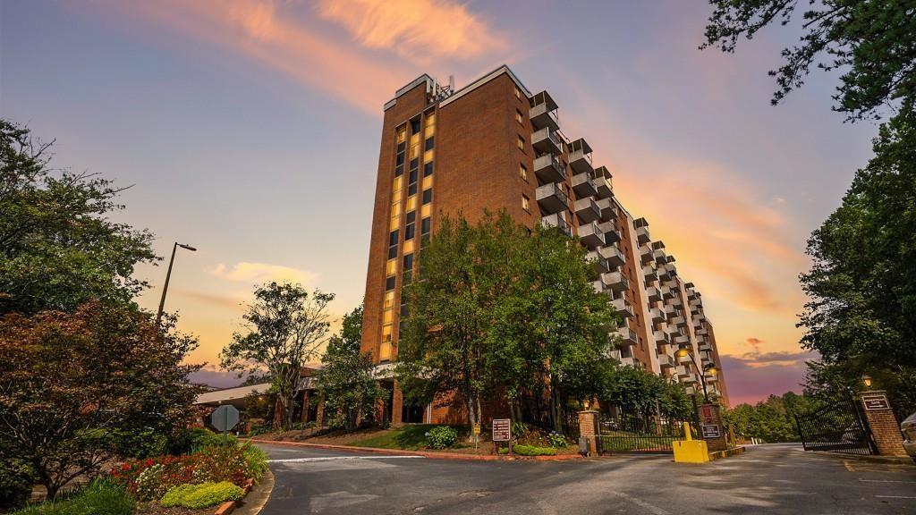 View of outdoor building at dusk