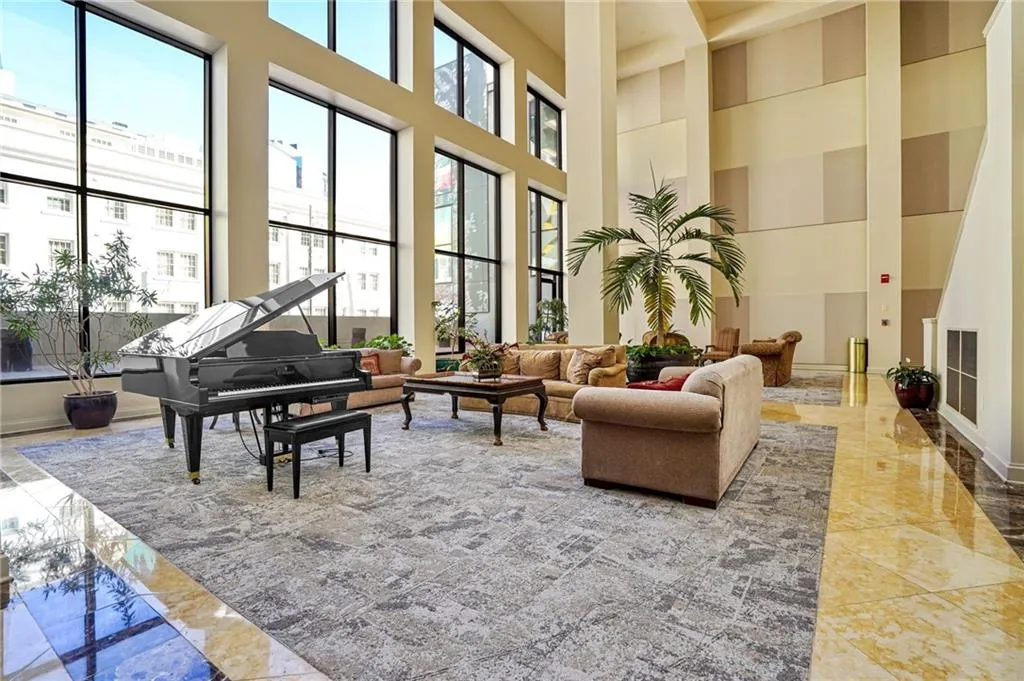 Community lobby with a high ceiling