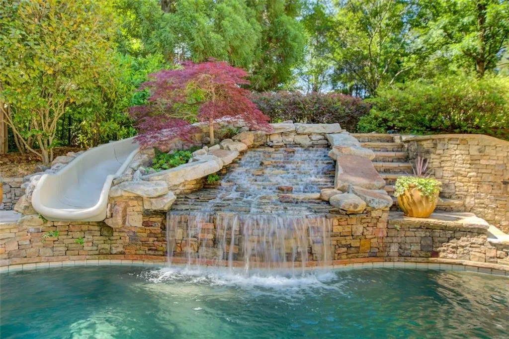 Water fountain and 17 foot slide