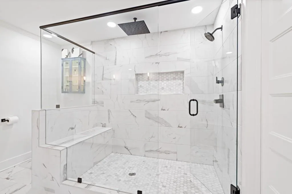 Dual Shower Heads, Huge Soap Box And Knee Bench, On My!