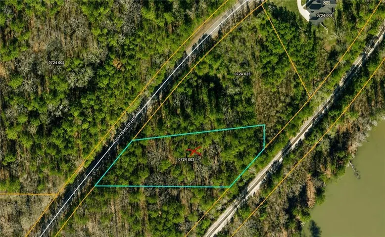 Aerial Map. Displaying the property boundaries and surrounding geographic features